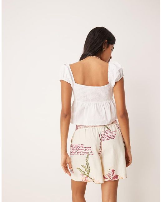 ASOS Natural Shirred Waist Shorts