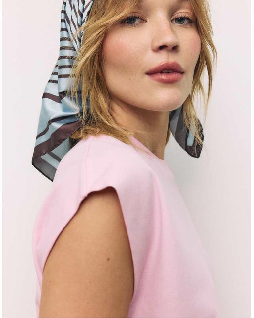 Stradivarius Pink B06 Basic Dropped-Shoulder T-Shirt