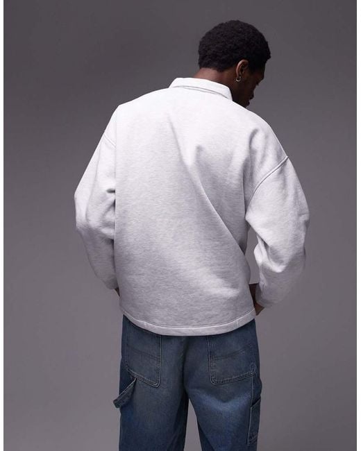 Topman Gray Relaxed Fit Sweatshirt Polo for men