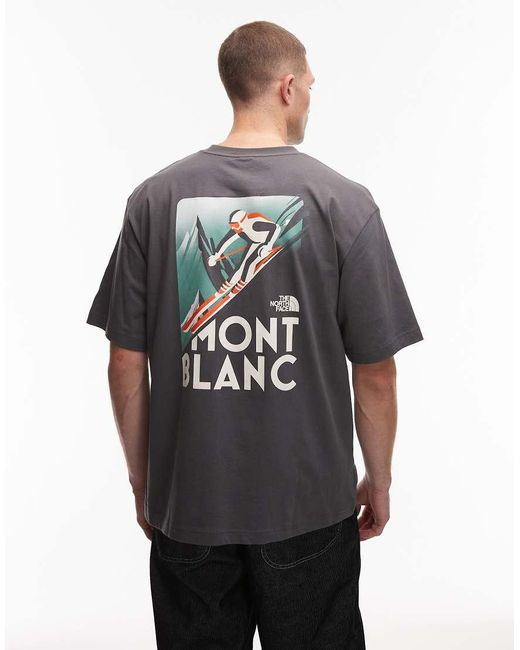 The North Face Gray Straight Lining Backprint Oversized T-shirt for men
