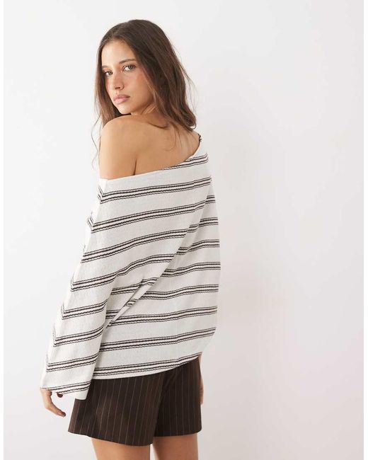 ASOS White Knitted Jersey Fallen Shoulder Cape Top