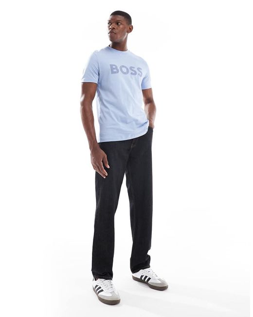 Boss Blue Thinking Chest Logo T-shirt for men