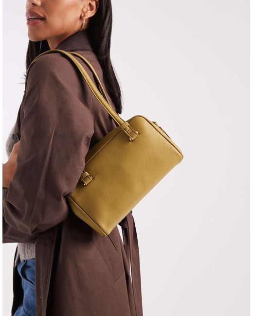 ASOS Brown Boxy Shoulder Bag With Contrast Edge