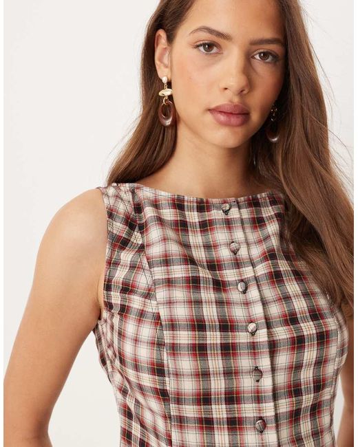 ASOS Natural Slash Neck Button Down Dropped Waist Mini Dress