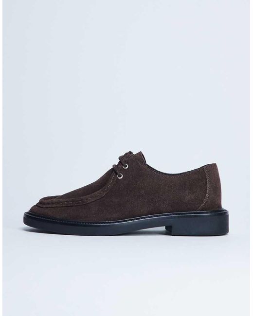 TOPSHOP Brown Banks Suede Leather Lace Up Shoe