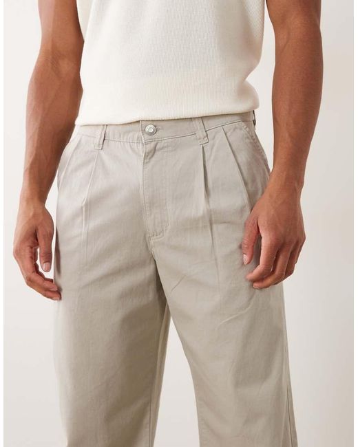 Cotton On Natural baggy Pleated Pants for men