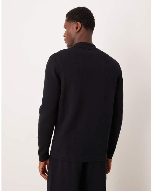 ASOS Black Relaxed Compact Knit Polo for men