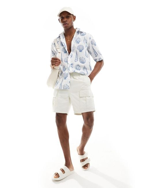 Only & Sons White Relaxed Fit Shirt With Shell Print for men