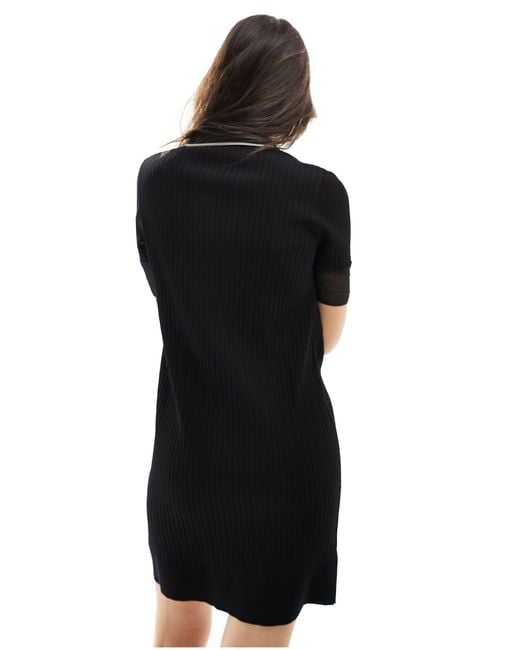 Fred Perry Black Sheer Trim Knitted Dress