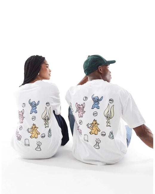 ASOS White Disney Unisex Oversized T-shirt With Stitch Prints