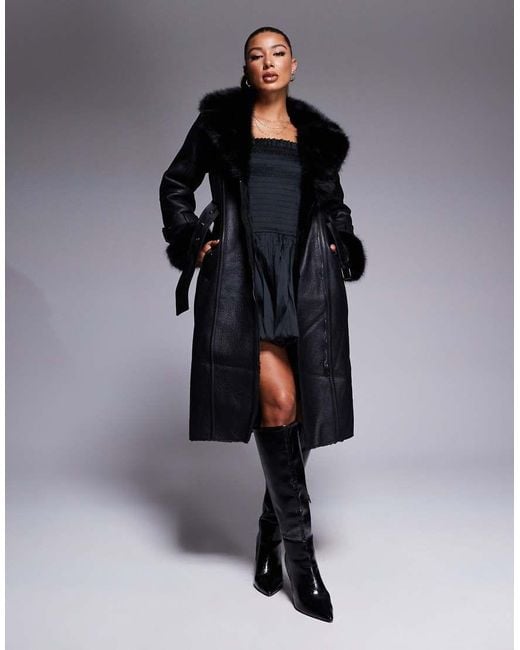 River Island Black Longline Biker Jacket