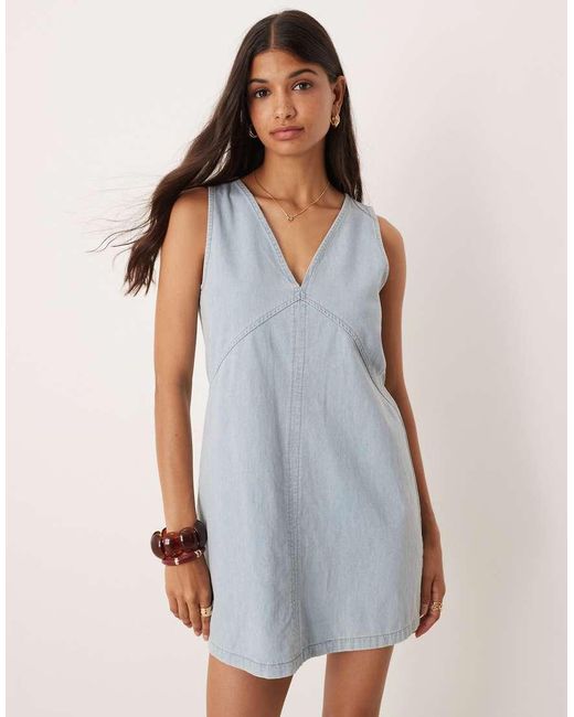 ASOS Blue Denim A Line Swing Mini Dress