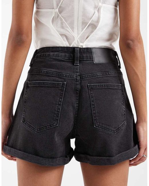 ASOS Black Denim Comfort Mom Short