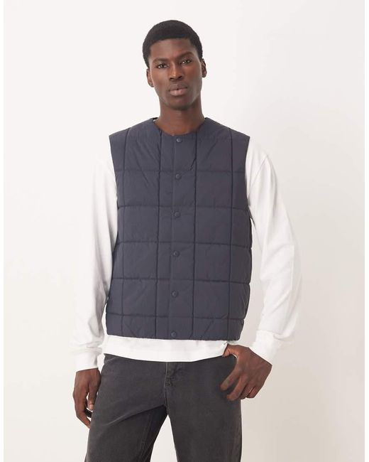 ARKET Blue Padded Gilet With Popper Front for men