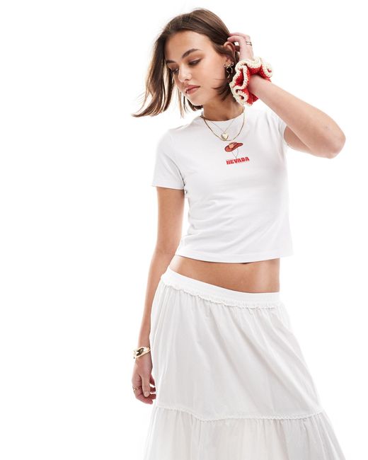 T-shirt court à imprimé chapeau JJXX en coloris White