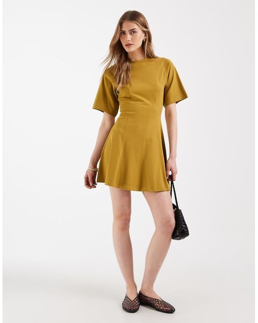 ASOS Metallic Cinched Seam Detail Mini Dress