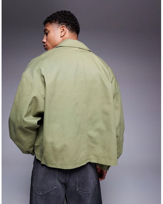 ASOS Green Boxy Harrington Jacket for men