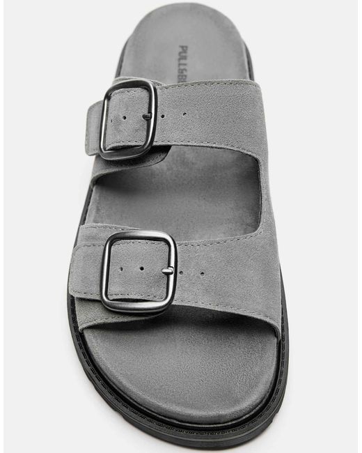 Pull&Bear – flache ledersandalen in White für Herren
