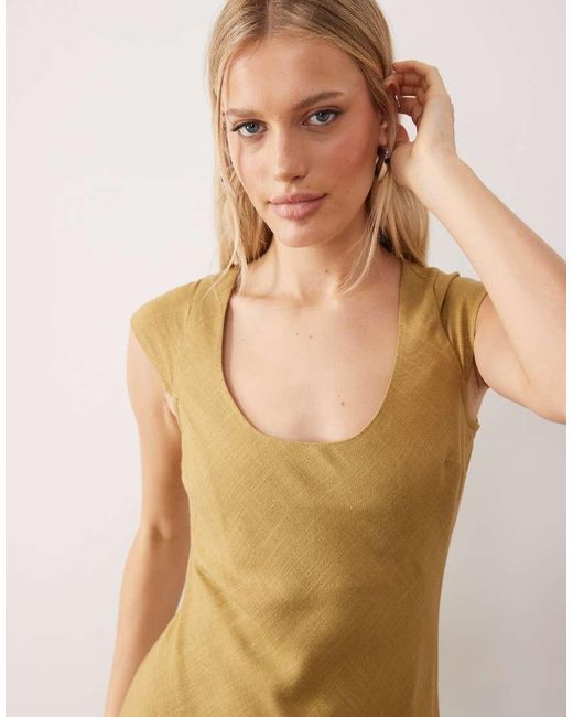 ASOS Natural Scoop Neck Bias Dress Maxi