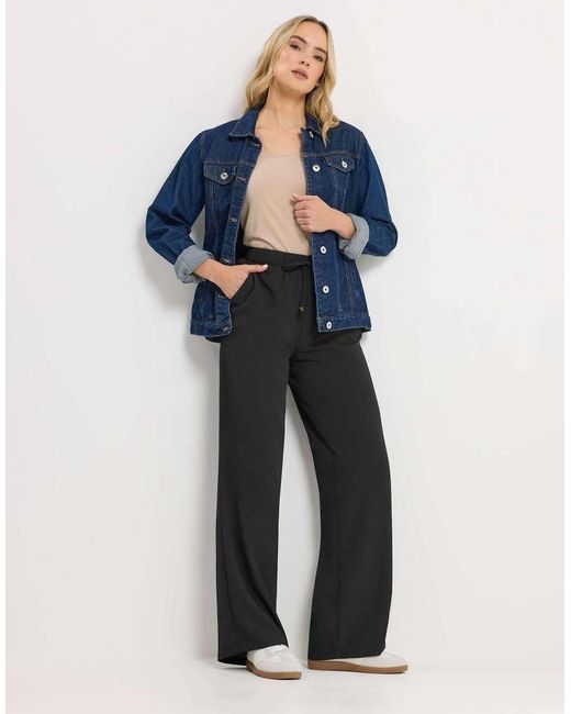 Long Tall Sally Blue Textured Wide Leg Trousers