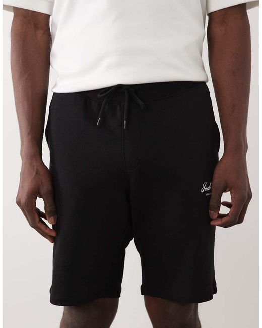 Jack & Jones White Sweat Shorts With Logo for men