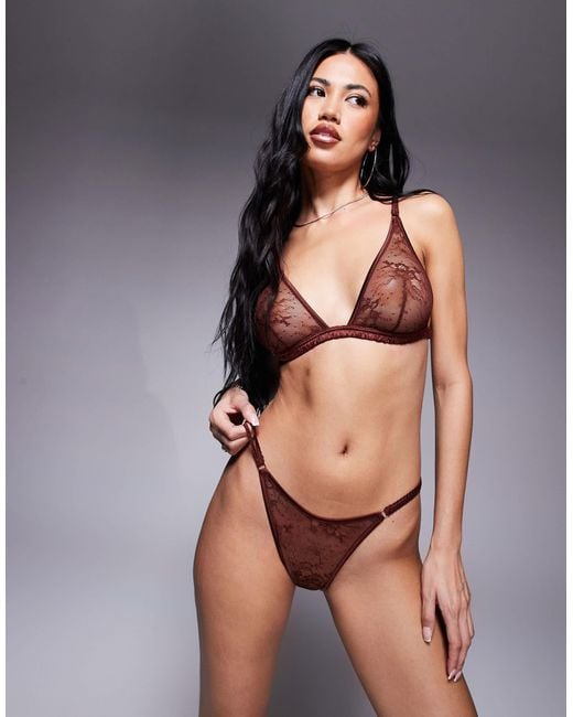 ASOS Blue Bruna Lace Brazilian Brief With Satin Binding
