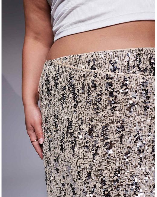 ASOS Metallic Asos Design Curve Mixed Sequin Wrap Midi Skirt
