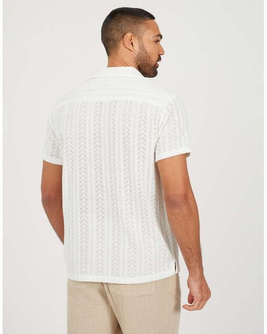 Brave Soul White Short Sleeve Sheer Shirt for men