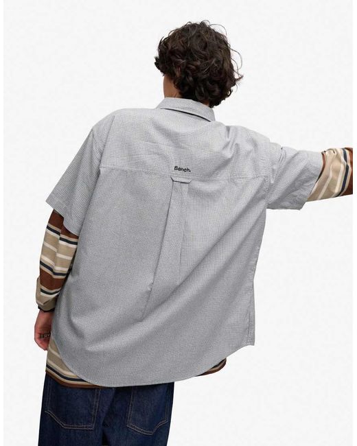 Bench x Superdry & Co Blue Skater Check Short Sleeves Shirt for men