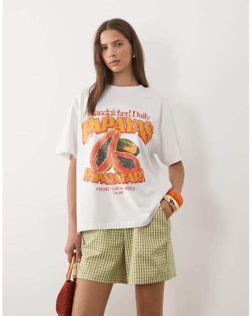 ASOS White Oversized T-Shirt With Papaya Graphic