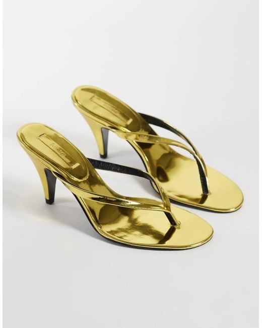 Mango Natural Starring Hailey Bieber Thong Heeled Sandal