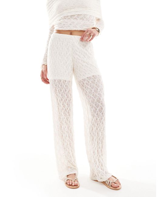Pieces White Lace Trouser Co-ord