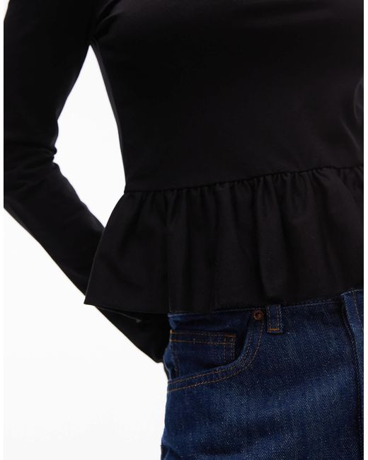 TOPSHOP Black – langärmliges schößchenoberteil