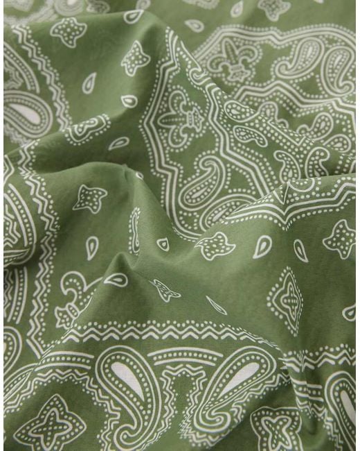 ASOS Green Paisley Cotton Bandana for men