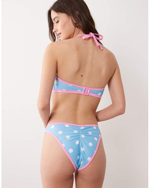 Peek & Beau Blue Bandeau Bikini Top With Pink Contrast