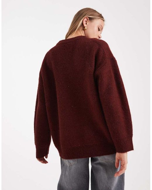 ASOS Red Oversized Crew Neck Cocoon Jumper