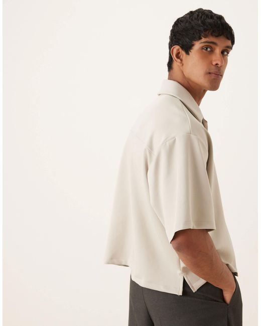 ASOS – kastiges oversize-hemd aus scuba-stoff in Natural für Herren