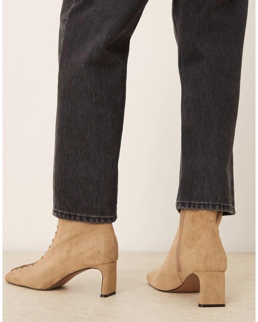 ASOS Black Rue Lace Up Heeled Ankle Boots
