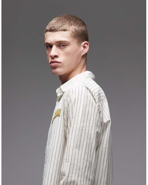 AllSaints Gray Samuel Long Sleeve Logo Shirt for men