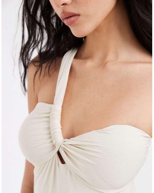 Pieces White One Shoulder Glitter Swimsuit