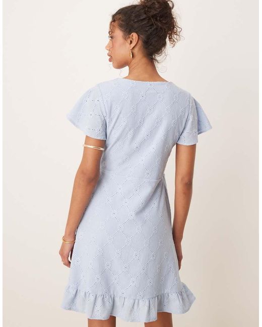 Vila White Jersey Broderie Wrap Mini Dress