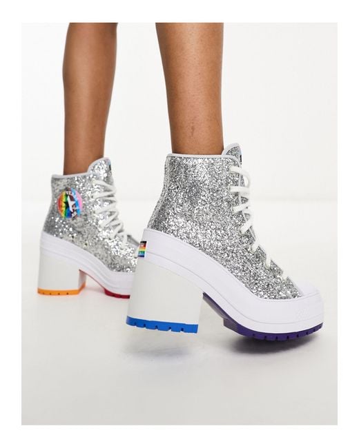 Chuck taylor all star uplift pride - sneakers glitterato con tacco di  Converse in Bianco | Lyst