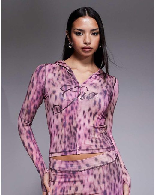 I.AM.GIA Pink Blare Logo Contrast Stitch Zip Through Hoodie Co-ord