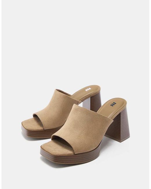 Pull&Bear Natural Platform Mule Heels