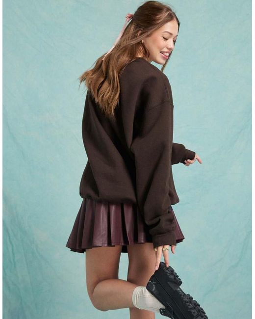 Miss Selfridge Brown Floral Print Oversized Sweatshirt