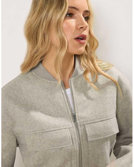 Long Tall Sally Natural Brushed Pocket Bomber Jacket