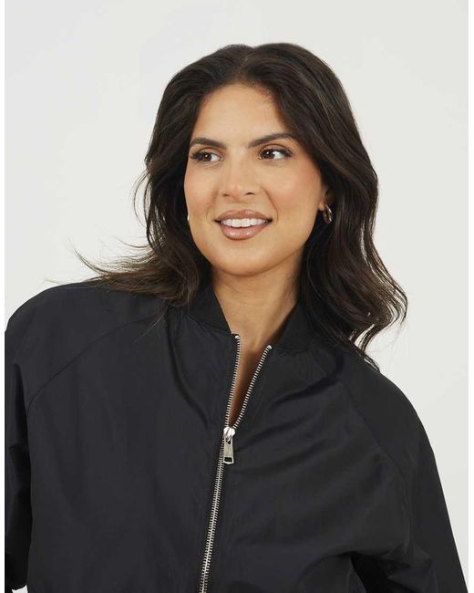 Brave Soul Black Oversized Sleeve Bomber Jacket