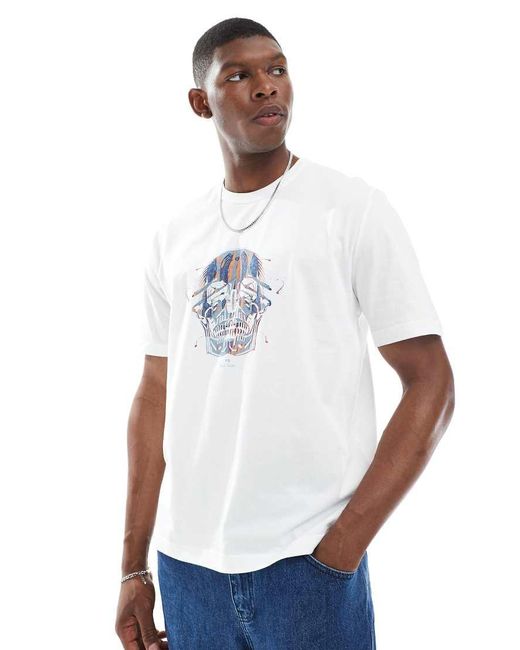 Camiseta Blanca De Corte Estándar Con Estampado De Calavera De Paul Smith de hombre de color White