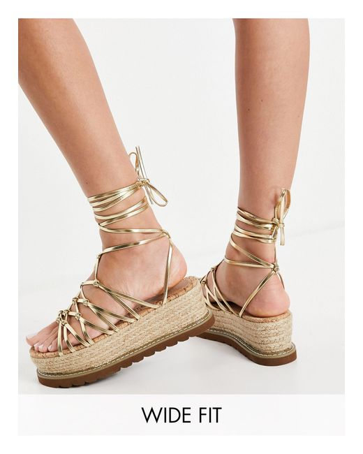 ASOS Wide Fit Wells Knotted Flatform 