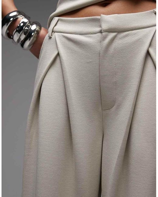 ASOS Gray Jersey Twill Pleated Wide Leg Pants